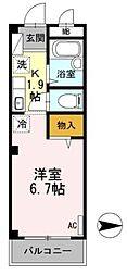 ラフィネ池之端 1階1Kの間取り
