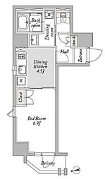 ジオエント御徒町 4階1DKの間取り