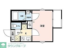 シャーブルック 1Kの間取図画像