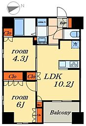 ザ・レジデンス三ノ輪 2LDKの間取図画像