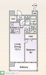 ロイヤルパークス新田 1LDKの間取図画像