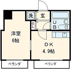 ランドピア西浅草 1DKの間取図画像