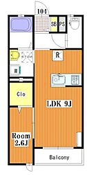 オトア2 1LDKの間取図画像
