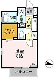 ブルーバード 1Kの間取図画像