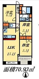 レジディア日本橋馬喰町 3LDKの間取図画像