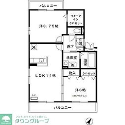 ソシエ 2LDKの間取図画像