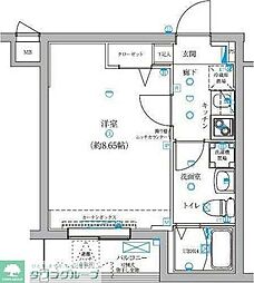 グランドエグザ親水公園1 1Kの間取図画像