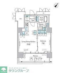 HARUMIFLAGPORTVILLAGED棟 1LDKの間取図画像