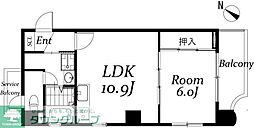 フォレストコート四ツ木 1LDKの間取図画像
