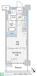 パークアクシス門前仲町テラス 1DKの間取図画像