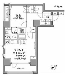 パークハビオ八丁堀 1LDKの間取図画像