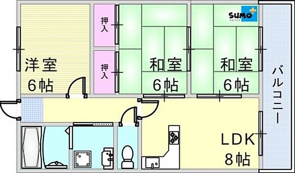 ハイツ鳥井 302｜兵庫県神戸市西区王塚台１丁目(賃貸マンション3LDK・3階・55.00㎡)の写真 その2