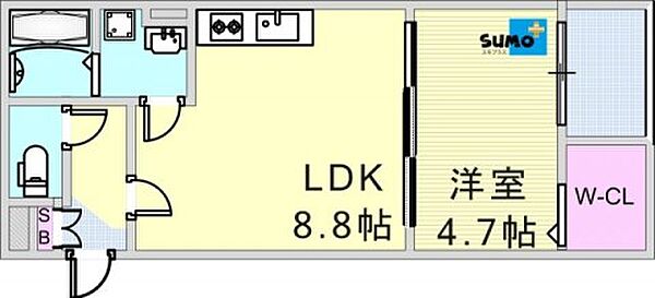 ティースカイあかし 303｜兵庫県明石市西新町１丁目(賃貸アパート1LDK・3階・33.07㎡)の写真 その2