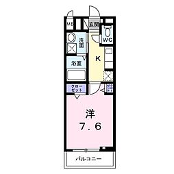 ヒカルサ明石硯町 2階1Kの間取り