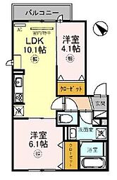 リュヌ・ブランシュ 2階2LDKの間取り