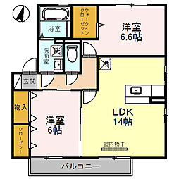 エルビエント 2LDKの間取図画像
