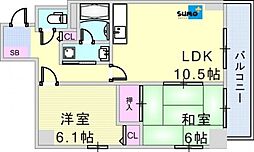 ウィステリア明石 6階2LDKの間取り