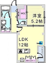 A-CUBE HONMACHI 1階1LDKの間取り