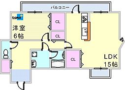 メゾン・ド・ローリエ 4階1LDKの間取り