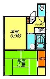 原田ビル 2Kの間取図画像