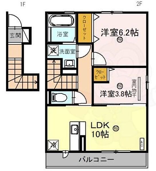 シュライクコート ｜大阪府堺市北区百舌鳥西之町２丁(賃貸アパート2LDK・2階・53.64㎡)の写真 その2