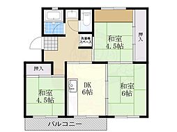 浅香山住宅14号棟 5階3DKの間取り