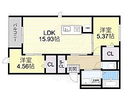 gemmagarden堺東 2LDKの間取図画像