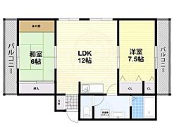 フェアコート田浦 1階2LDKの間取り