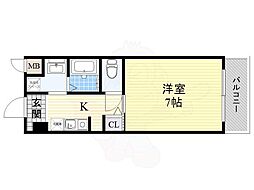 カーライル堺市駅前 7階1Kの間取り