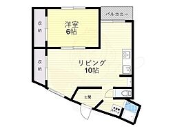 堀野マンション 4階1LDKの間取り