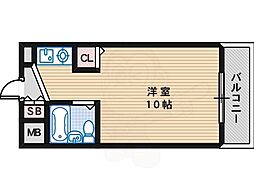 パープルマンションスリー 2階ワンルームの間取り