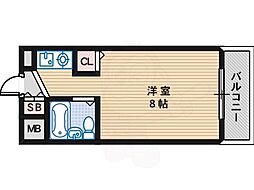 パープルマンションスリー 1階1Kの間取り