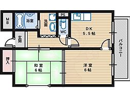 グランデ松原 2Kの間取図画像