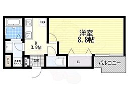ハピネスコート堺香ヶ丘 1Kの間取図画像