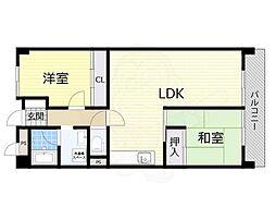 パークテラス北花田 2LDKの間取図画像