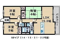 浅香山グリーンマンション 3LDKの間取図画像