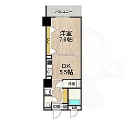セントラル堺東 1DKの間取図画像