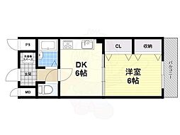 サンジュネス 1DKの間取図画像