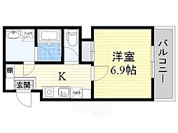 サザンクレスト堺東 1Kの間取図画像