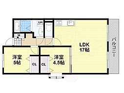 エスポワール向陵 2LDKの間取図画像