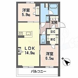 シャーメゾン グラニテ 2LDKの間取図画像