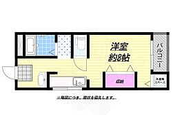 香ケ丘立美ハイツ ワンルームの間取図画像