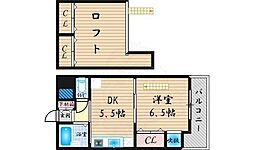 サンコート住吉 1DKの間取図画像