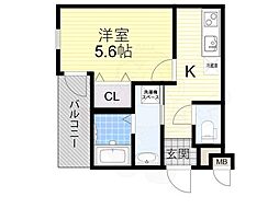 フジパレス杉本町駅北 1Kの間取図画像