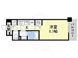 シェソワなかもず 1Kの間取図画像