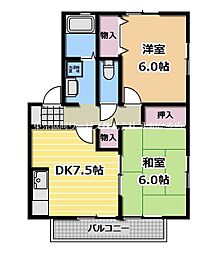 グランシャリオ平和台 2DKの間取図画像