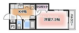 サンフローリア 1Kの間取図画像
