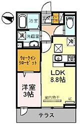 グランコート西大宮 1階1LDKの間取り