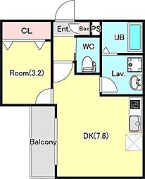 ジーメゾン見沼大和田パティオ 1階1DKの間取り