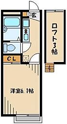 JR埼京線 南与野駅 徒歩14分の賃貸アパート 3階1Kの間取り
